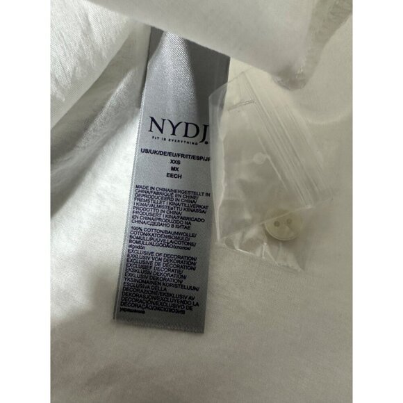 NYDJ White Long Sleeve Lace Detail Cotton Blouse XXS NWOT - Picture 6 of 8